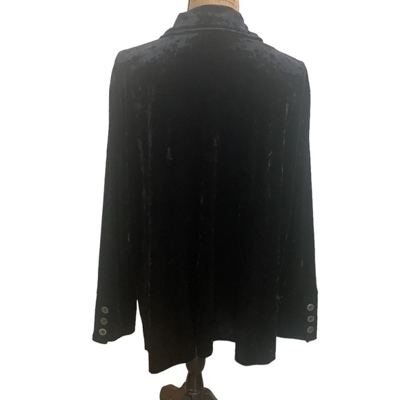Black Velvet Button Front‎ Long Sleeve Collared Tunic Jacket Size 2X - Picture 4 of 8